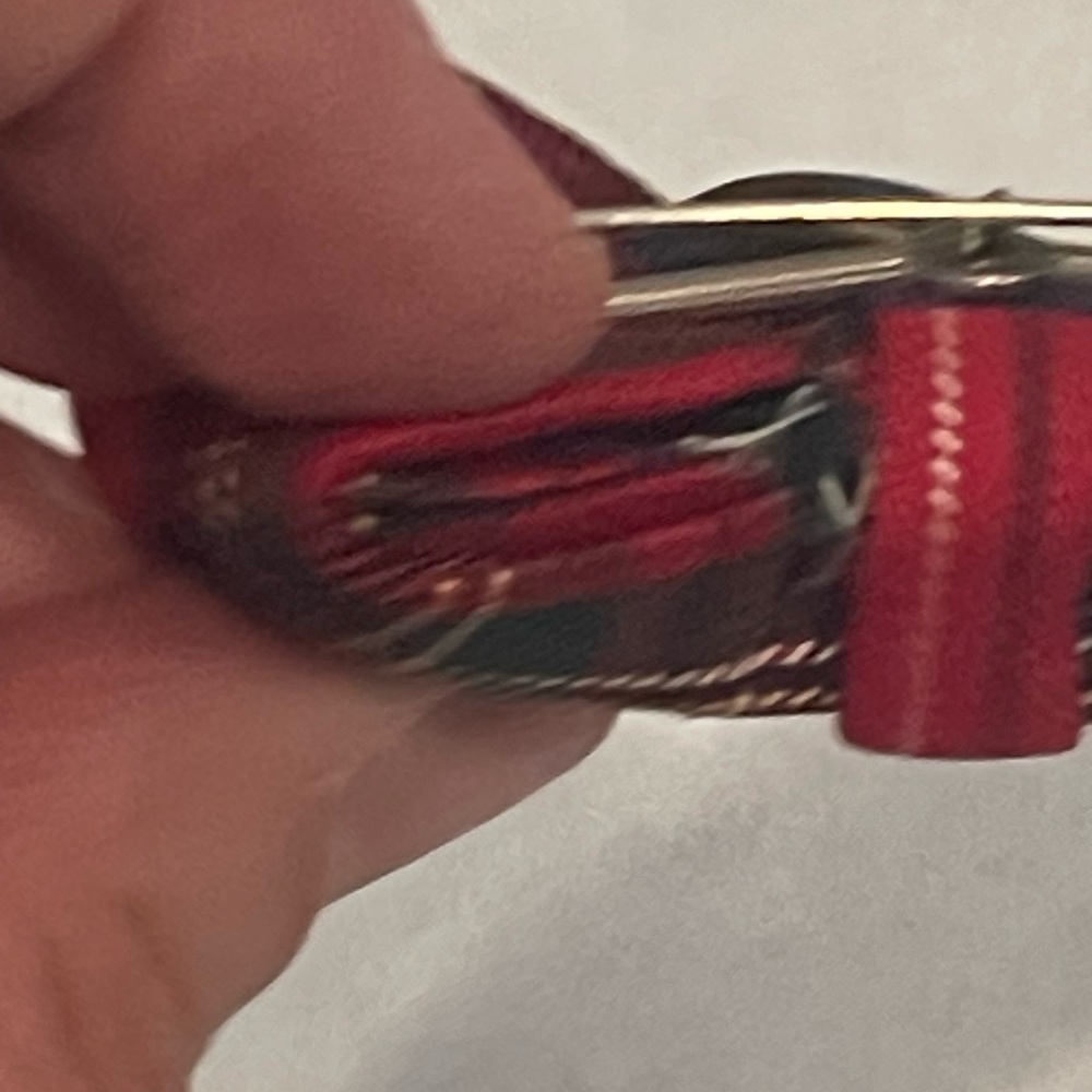 vintage Red Plaid Bow with Gold engraved Locket brooch - Picture 5 of 7